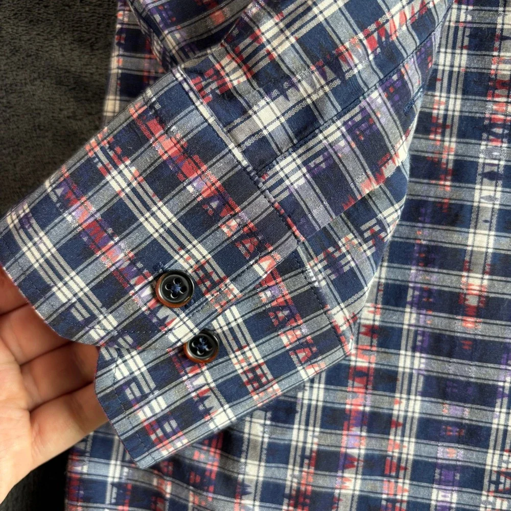 Vicente‎ Black Mens Plaid Check Button Up Shirt Casual Dress Shirt